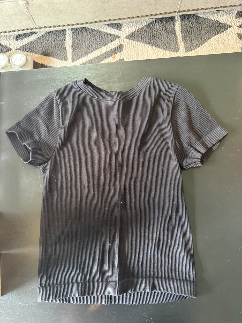 Old Navy Black Ribbed Short-Sleeve Top